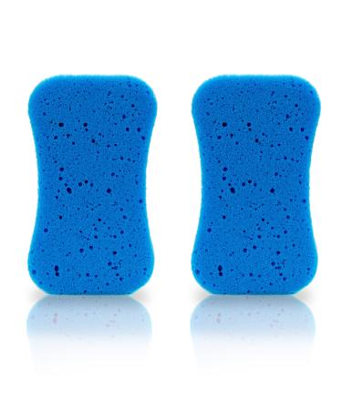 Set of 2 bath sponges massage sponges available in several colours (blue)