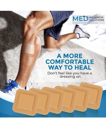Med Wellness Solutions Silicone Foam Dressings 4x4 - Pack of 12 | Bordered Silicone Bandages for Wound Care, Bedsores & Diabetic Supplies - Buy Online on GoSupps.com