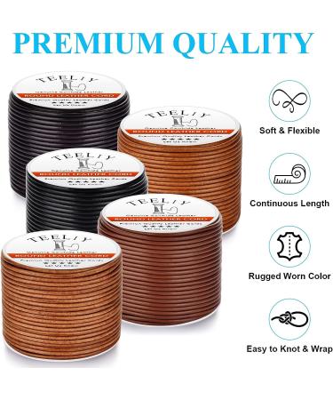 Teeliy 2.0mm Round Genuine Cowhide Leather Cord for Jewelry Making and Crafts - Natural Full Grain Leather String for Kumihimo Braiding and Necklaces - Buy Online on GoSupps.com
