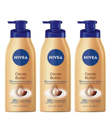 NIVEA Lotion Cocoa Butter 16.9 Ounce Pump (Dry To Very Dry Skin) (500ml) (3 Pack)