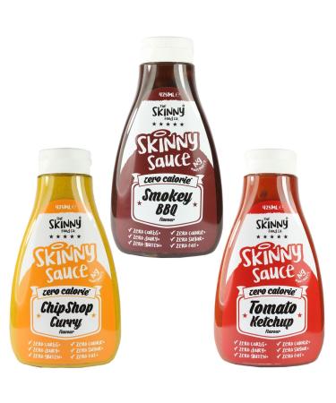 The Skinny Food Co Curry Ketchup BBQ Sauce Set of 3 SW Condiment Sugar Free Zero Calories