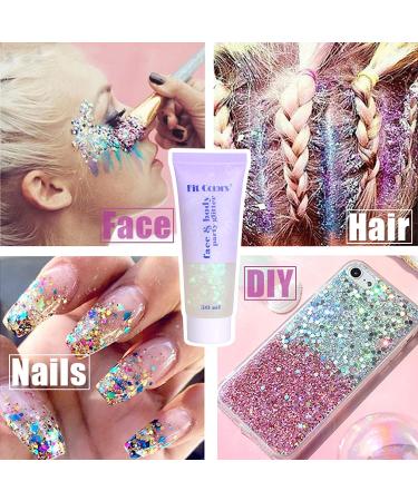 Mermaid Sequins Face Glitter Gel - Holographic Chunky Glitter Makeup for Body, Hair, Face, Nail, Eyeshadow - Long Lasting, Waterproof - 6 Colors Available (#6 White, 2PCS) - Buy Online on GoSupps.com