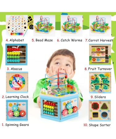 Jacootoys 7-in-1 Wooden Activity Cube - Motor Skills Development & Educational Toy for Babies & Young Girls - Buy Online on GoSupps.com