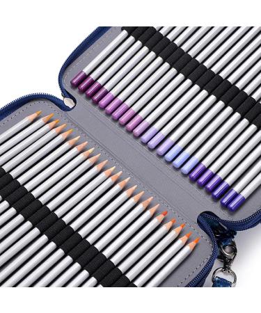 BTSKY Colored Pencil Case- 160 Slots Pencil Holder Pen Bag Large Capacity Pencil Organizer with Handle Strap Handy Colored Pencil Box with Printing Pattern Blue Star Bright Blue - Buy Online on GoSupps.com