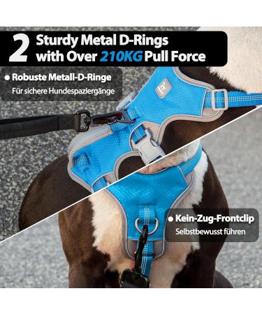 Huntboo Panic Dishes & Heef Large Dog Harness - Waterproof Breathable Adjustable Vest for Large Dogs (Blue L) - Durable Design - Buy Online on GoSupps.com