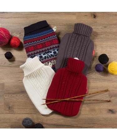 Hugo Frosch Hot Water Bottle Classic 1.8L - Anthracite Knitted Cover | Eco-Friendly & Warm Comfort for All Ages - Buy Online on GoSupps.com