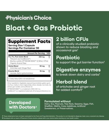 Physician's CHOICE Women s Probiotic 30ct + Bloat & Gas Probiotic 30ct - Advanced Digestive Health Bundle for Women - Buy Online on GoSupps.com