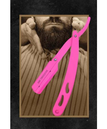 Premium Pink Straight Edge Razor - Stainless Steel & High Hardness Carbon Steel Cutthroat Blade for Precision Shaving - Buy Online on GoSupps.com