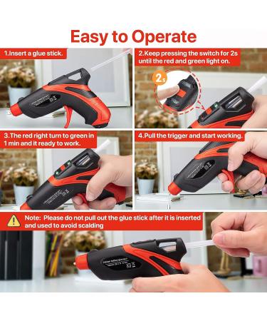 Cordless Calaytaly Rechargeable Hot Melt Glue Gun with 30PCS Glue Sticks - Fast Preheating & Automatic Power-Off System - Ideal for Quick Repairs, DIY Projects, and Xmas Decor - Xmas Red - Buy Online on GoSupps.com