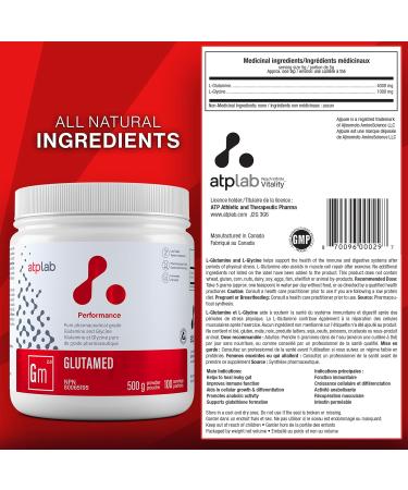 ATP LAB Glutamed 500g - Pure Pharmaceutical-Grade Glutamine & Glycine | Optimal Recovery Supplement International Shipping - Buy Online on GoSupps.com