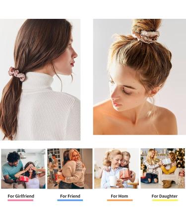 Satin Hair Scrunchies Set - 16 Pieces Elastic Hair Bands for Women Girls - Ponytail Holder Hair Accessories in 8 Colors - Thin & Thick Hair Sizes Included - Buy Online on GoSupps.com