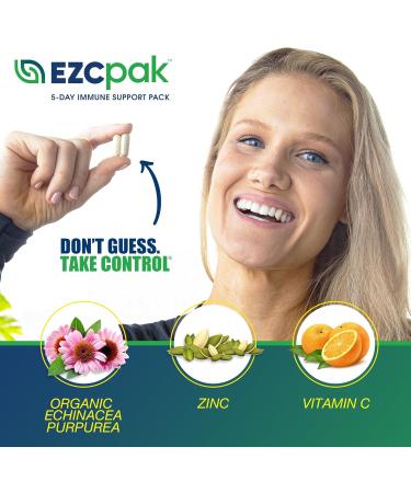 EZC Pak 5-Day Tapered Immune Support Booster - Vitamin Immune Support Supplement Echinacea Zinc Vitamin C Vitamins for Immune System Support Immune Boosters for Adults - Immune Support Vitamins 1 Count (Pack of 1) - Buy Online on GoSupps.com