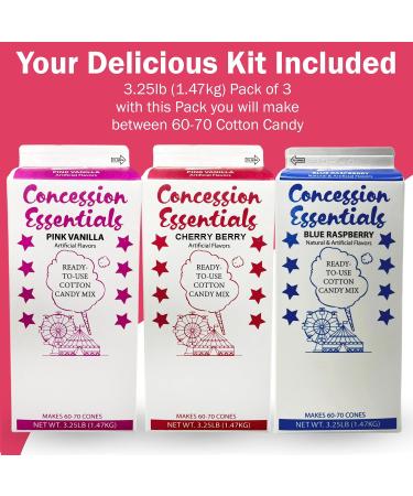 Buy Cotton Candy Floss Sugar - Blue Raspberry Cherry Pink Vanilla | 3.25 lbs Carton | Pack of 3 - International Shipping Available - Buy Online on GoSupps.com