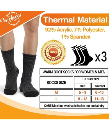 Welwoos 3 Pairs ThermoSocks for Men | Warm Thick Winter Ski Socks | Breathable Outdoor Socks 36-42 | Blue Gray Stripes - Buy Online on GoSupps.com