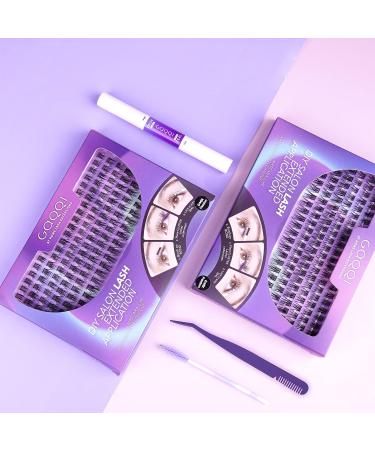 GAQQI DIY Eyelash Extension Kit - 120 Lash Clusters with Bond & Seal, Applicator Tool & Brush for At-Home Lash Extensions (Passion) - Buy Online on GoSupps.com
