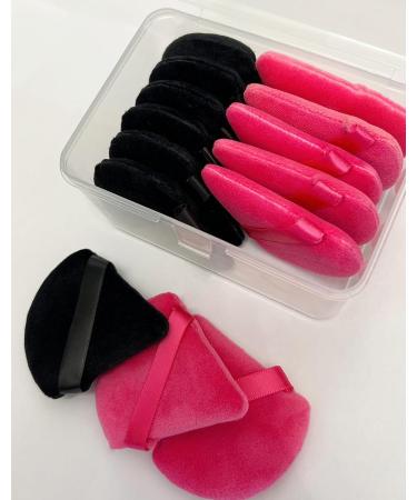 14 Pieces Cotton Velour Powder Makeup Sponge Set | Washable Reusable Triangle Puffs - Black & Red - Buy Online on GoSupps.com