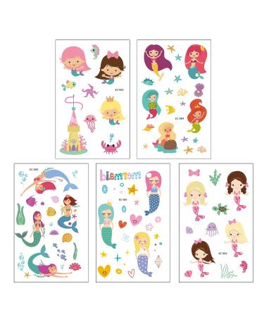 Mermaid Temporary Tattoos (200PCS+), Konsait Under the Sea Party Body Stickers for Girls Birthday, Goodie Bag Filler & Kids Party Favor - Buy Online on GoSupps.com