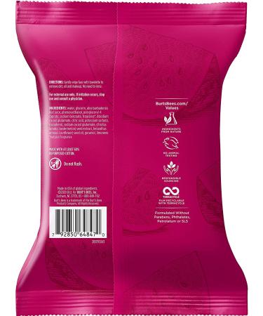 Burt's Bees Hydrating Facial Cleanser Wipes - Watermelon, 30 Count (Pack of 3) - All Skin Types, Eco-Friendly - Buy Online on GoSupps.com