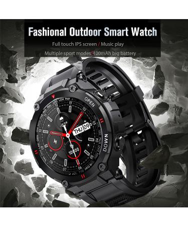 Men's Waterproof Sports Smart Watch with Heart Rate Monitor - Black - Buy Online on GoSupps.com