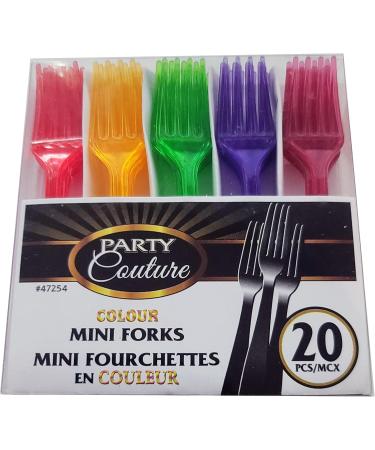 Mini Fork for Desserts Cakes - 20 Colorful Rainbow Disposable Fork - Pink - Purple - Green - Red - Yellow - Ideal for Parties Weddings and Food Tasting Samples - Appetizer Fork Fruit Cheese - Buy Online on GoSupps.com