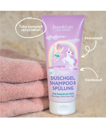 Jean et Len 3 in 1 Shower Gel/Shampoo/Conditioner For Kids/Fairies For Velvety Skin and Soft Hair Without Tangles Does Not Sting the Eyes Mild Fragrance Vegan 200 ml - Buy Online on GoSupps.com