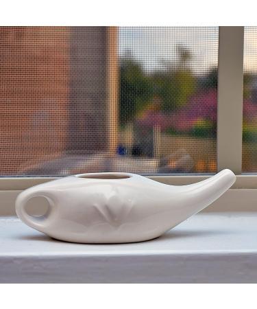 Roe & Moe Ceramic Neti Pot for Nasal Sinus Cleansing Wash Irrigation Relief - Microwave and Dishwasher Safe - Classic - Buy Online on GoSupps.com