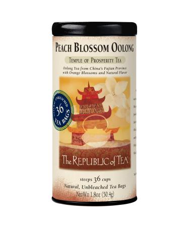 The Republic of Tea - Peach Blossom Oolong Tea 1.8 oz Tin 36 Tea Bags | Caffeinated Tea | Milk Tea 36 Count (Pack of 1)