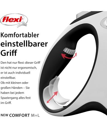 Flexi Leash New Comfort - Retractable Dog & Cat Leash 5m for Pets up to 20kg - Black - Buy Online on GoSupps.com