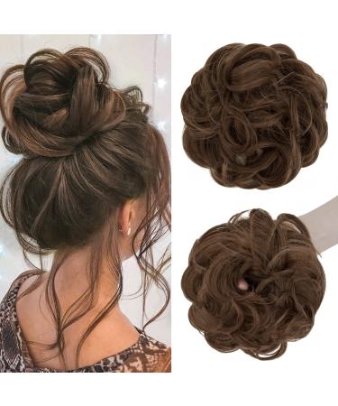 S-Noilite messy buns hair pieces curly hair scrunchies for women Donut Updo Hair Chignons synthetic Ponytail Bun Extensions - Light Brown 12