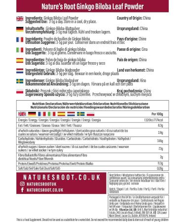 Nature s Root Ginkgo Biloba Leaf Powder 125g - Chinese Super Herb| Ginkgo Powder| Natural Antioxidant | Memory Booster 125 g (Pack of 1) - Buy Online on GoSupps.com