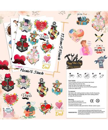 Father's Day Temporary Tattoos - 12 Sheets, 112 Pieces, Dad Themed Stickers for Party Decorations and Favors - Buy Online on GoSupps.com