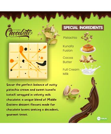  VELAFEE Velafee Dubai Kunafa Pistachio Chocolate Bar (White 80g) Dubai Viral Pistachio Chocolate Bar Made in Dubai Middle Eastern Dessert Emirates Premium Milk Chocolate - Buy Online on GoSupps.com