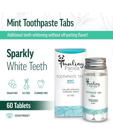Traveling Panda Charcoal Whitening Toothpaste Tablets - Vegan, Sugar-Free, Mint Flavor | 60 Count Pack, No Water Needed for On-the-Go Brushing - Buy Online on GoSupps.com