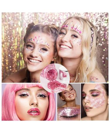Shop Body Glitter Gel - Festival & Mermaid Chunky Sparkling Glitter Liquid for Face & Body | Long-Lasting Silver & Pink Sequins - Buy Online on GoSupps.com