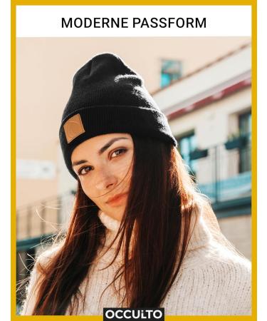 Occulto Leatherpatch Winter Hat Beanie - Charcoal | Premium Warmth & Style for All | International Shipping - Buy Online on GoSupps.com