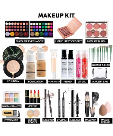 Complete Makeup Set for Women & Teens - Full Kit with Eyeshadow Foundation CC Cream & Liquid Lipsticks | Perfect Gift for Beginners & Professionals - Buy Online on GoSupps.com