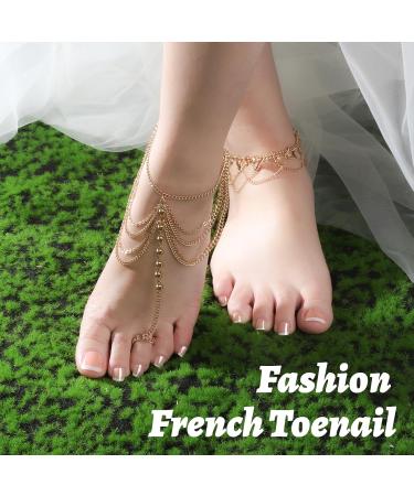 Teenitor 144pcs Press on Toenails - French Tip Fake Toenails for Women | Glue-On Nude Toe Nail Tips | Perfect for International Shipping - Buy Online on GoSupps.com
