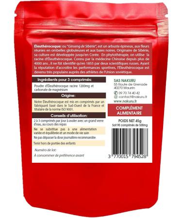 NAKURU | Eleutherococcus | 90 Tablets of 500mg | Boost Range | Made in France | Siberian Ginseng!  - Buy Online on GoSupps.com