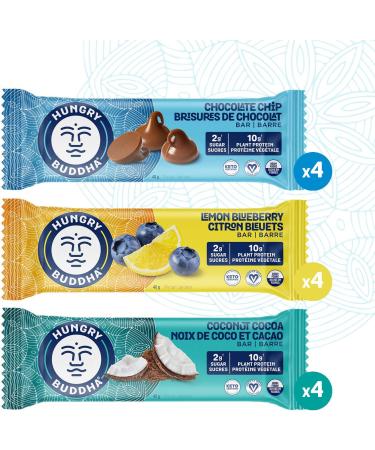 HUNGRY BUDDHA Bars - Plant Based Protein Bars - Vegan Nutrition Bars - Low Sugar Healthy Snacks - Gluten Free Snack Bars - Peanut Free - Protein Bar - Keto Bar - 12 Count Bestsellers Variety Pack  - Buy Online on GoSupps.com