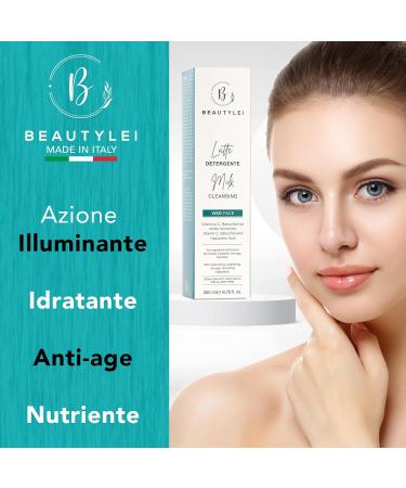BEAUTYLEI Organic Facial Cleansing Milk Vitamin C Hyaluronic Acid Bakuchiol Oats Makeup Remover Moisturizing AntiAging Nourishing Purifying Anti Acne Pimples All skin types MADE IN ITALY - Buy Online on GoSupps.com