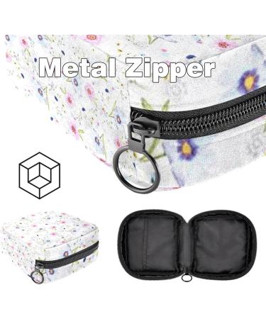 Menstrual Pad Bag with Zipper - Floral Pattern Ladies Napkin Pouch & Tampon Collection Bag for Women & Girls - Buy Online on GoSupps.com