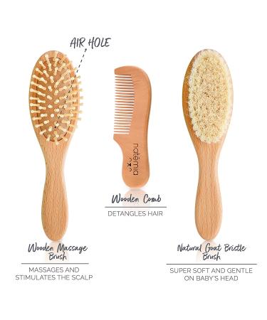 Natemia Baby Hair Brush and Comb Set - Natural Soft Bristles - Ideal for Cradle Cap - Baby Registry Gift Set - Buy Online on GoSupps.com