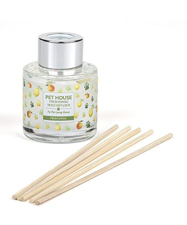 Pet House Reed Diffuser - Long Lasting Eco-Friendly Scented Oil Set - Fresh Citrus Scent - Non-Toxic Pet Odor Eliminator for Home - Buy Online on GoSupps.com
