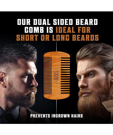 Viking Revolution Beard Comb & Brush Set for Men - Boar Bristle Brush, Pear Wood Comb - Grooming Kit with Travel Pouch - 4 Piece Set - Buy Online on GoSupps.com