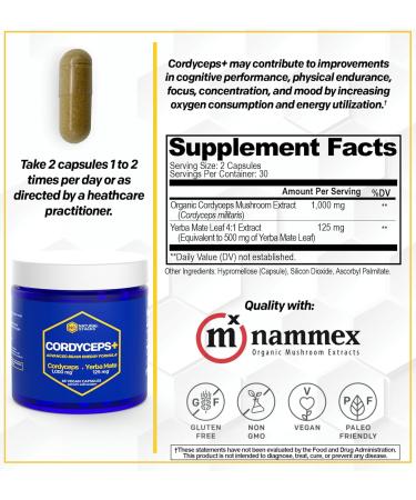 NATURAL STACKS CORDYCEPS + Lions Mane Mushroom Supplement Bundle - Supports Brain Energy and Memory* - 120 Mushroom Capsules - Buy Online on GoSupps.com