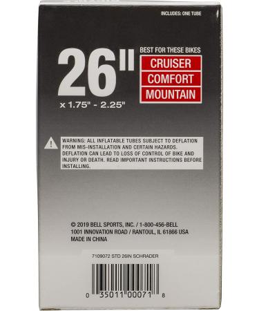Bell Standard & Self-Sealing Bike Tube 26x1.75-2.25 Schrader - Durable and Reliable Option - Buy Online on GoSupps.com