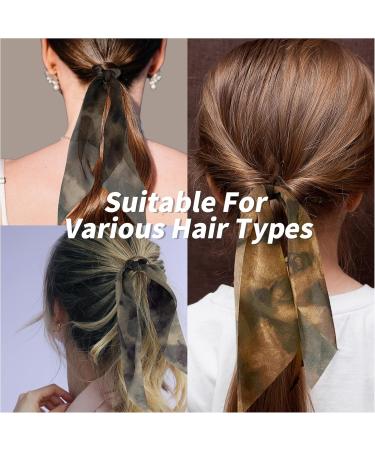 Multicolor Satin Hair Bobbles with Bow Floral Hair Band Ink style patterns - 3 Piece Hair Ties Ponytail Holders for Women and Girls - Hair Accessories with Hair Scarf Elastic Band brown - Buy Online on GoSupps.com