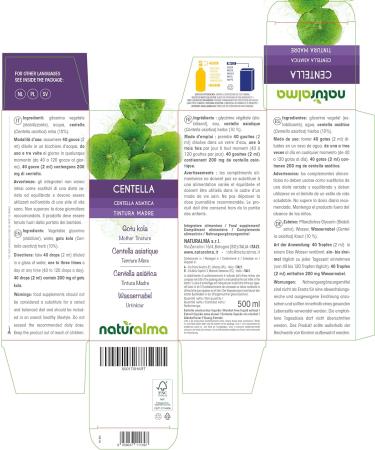 Gotu kola (Centella asiatica) herb Alcohol-Free Mother Tincture Naturalma | Liquid Extract Drops 500 ml | Food Supplement | Vegan Alcohol-free 500 ml (Pack of 1) - Buy Online on GoSupps.com