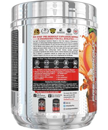 Six Star Elite Pre-Workout Explosion - Ripped Peach Mango 6.10 oz | Boost Energy & Focus - Buy Online on GoSupps.com