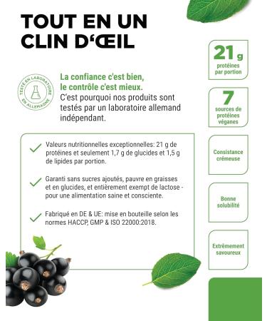 Vegan 7K Protein - 1kg - Vanilla Blackcurrant - Purely vegetable protein powder with proteins from rice almond soy peas h - Buy Online on GoSupps.com